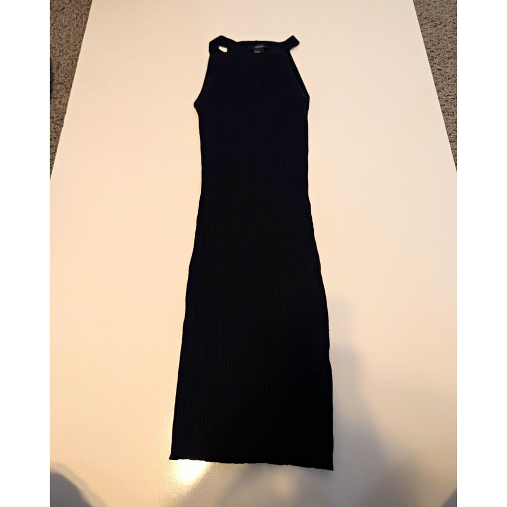 FOREVER 21 Black Knit Tank Dress High Neck Sleeveless Long Pullover Women's M